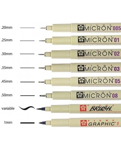Juego de bolígrafo de tinta x 8  Pigma micron Brush-graphic SAKURA
