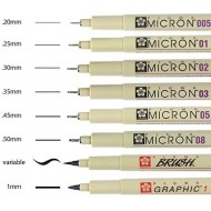 Juego de bolígrafo de tinta x 8  Pigma micron Brush-graphic SAKURA