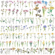 Stickers transparentes de flores, ramas, botanicas mariposas surtidas