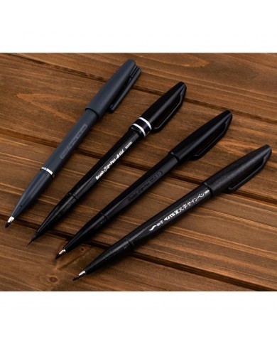 Pentel Arts Sign Pen W/Fiber Tip Variety Pack 4/Pkg