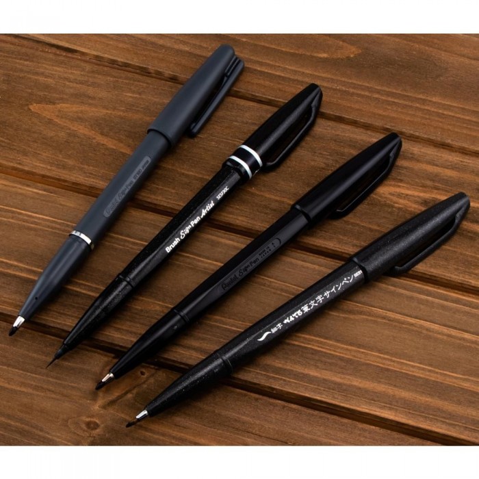 Pentel Arts Sign Pen W/Fiber Tip Variety Pack 4/Pkg