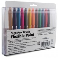 Pentel Arts Sign Pens Brush Flexible Point x12