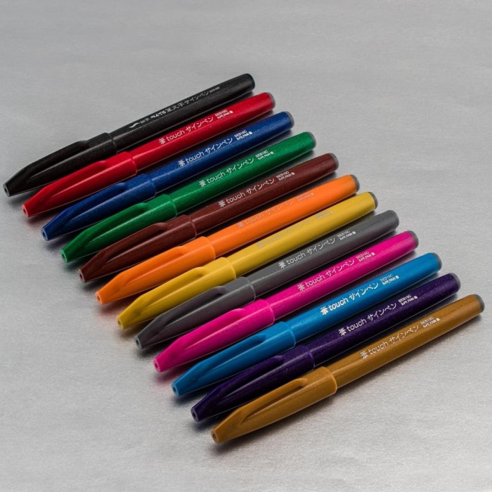 Pentel Arts Sign Pens Brush Flexible Point x12
