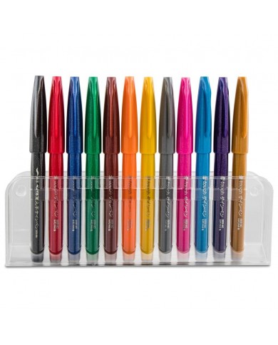 Pentel Arts Sign Pens Brush Flexible Point x12