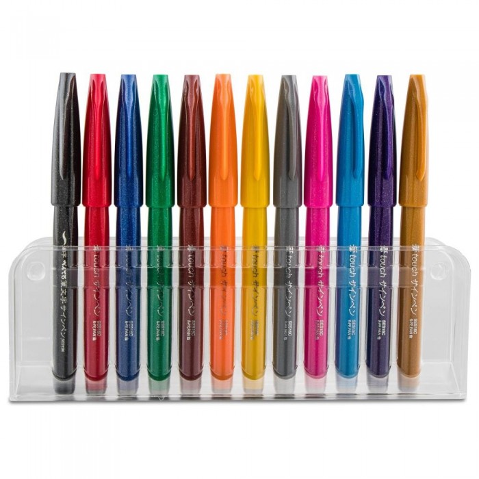 Pentel Arts Sign Pens Brush Flexible Point x12