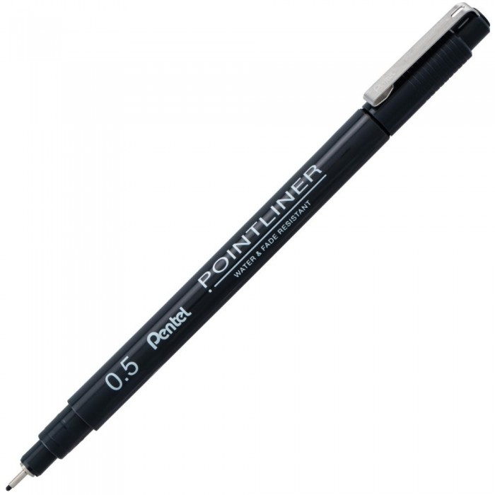 Pentel Arts Pointliner Pigment Ink Pen Assorted Sizes 5/Pkg