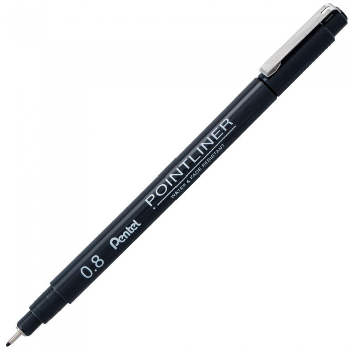 Pentel Arts Pointliner Pigment Ink Pen Assorted Sizes 5/Pkg