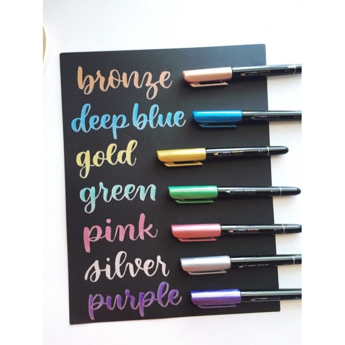 Zebra Metallic Brush Pen Set 7/Pkg