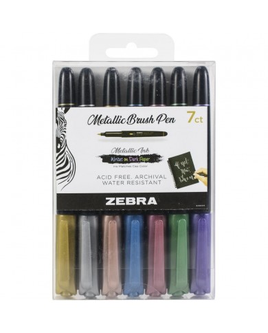 Zebra Metallic Brush Pen Set 7/Pkg