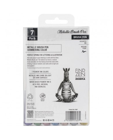 Zebra Metallic Brush Pen Set 7/Pkg