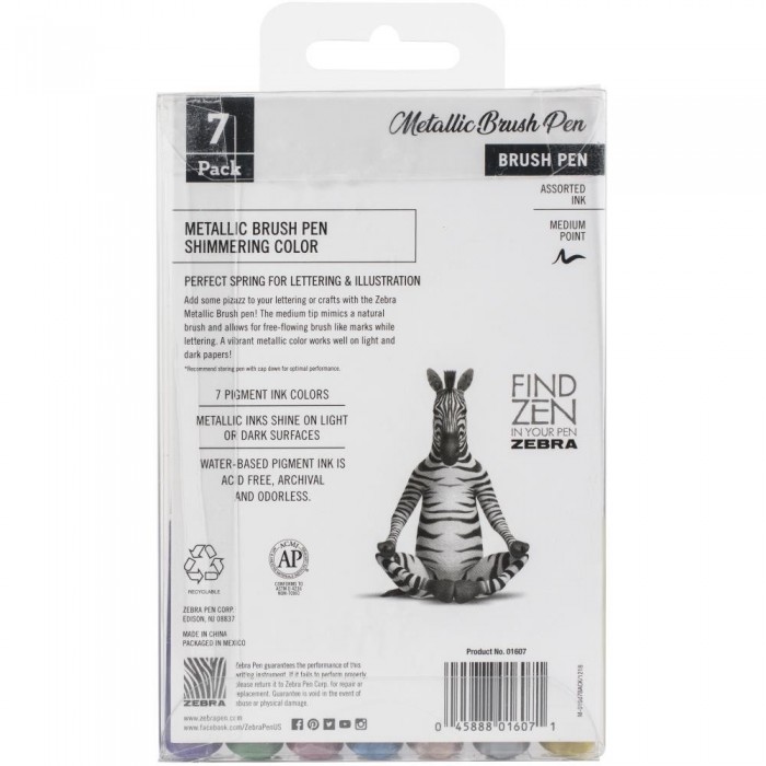 Zebra Metallic Brush Pen Set 7/Pkg