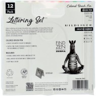 Zebra Mildliner Lettering Set 12/Pkg Assorted Colors & Styles