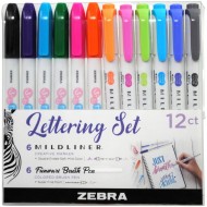 Zebra Mildliner Lettering Set 12/Pkg Assorted Colors & Styles