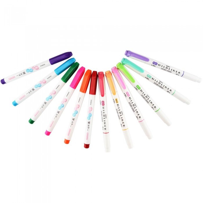 Zebra Mildliner Lettering Set 12/Pkg Assorted Colors & Styles