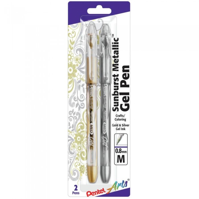 Pentel Sunburst Metallic Gel Pen .8mm 2/Pkg x22704E