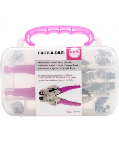 Perforadora de orificios y colocador de ojalillos en KIT CROP-A-DILE - PINK CASE WITH 100 EYELETS  70908-4 Perforadora de orificios y colocador de ojalillos en KIT CROP-A-DILE - PINK CASE WITH 100 EYELETS  70908-4