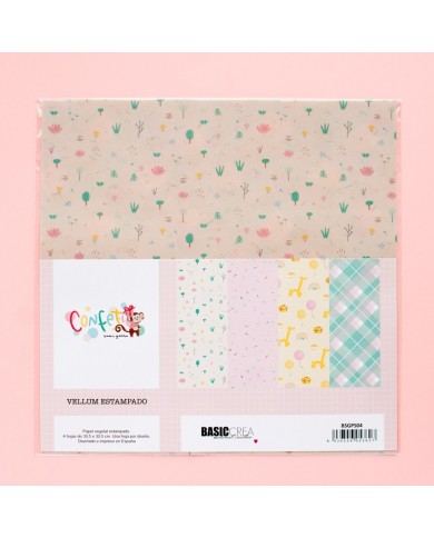 SET DE PAPELES VELLUM 12″X12″ «CONFETI» BY SAMI GARRA
