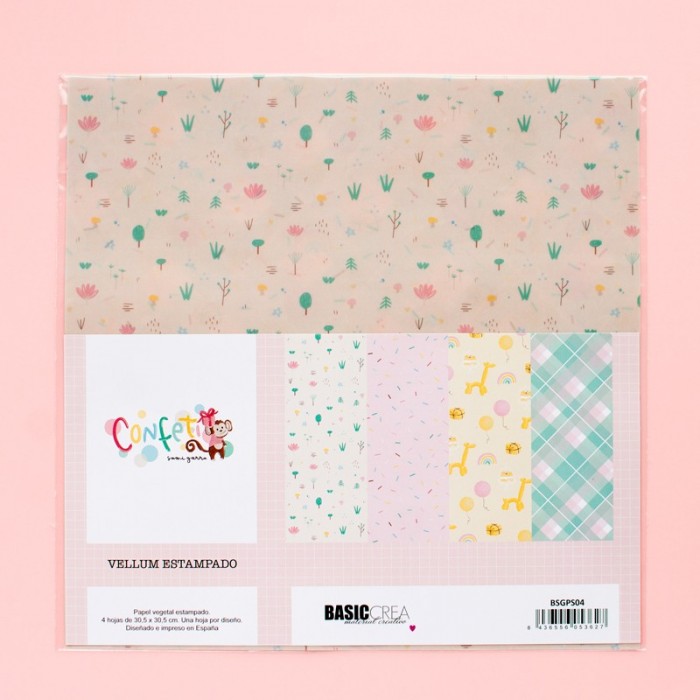 SET DE PAPELES VELLUM 12″X12″ «CONFETI» BY SAMI GARRA