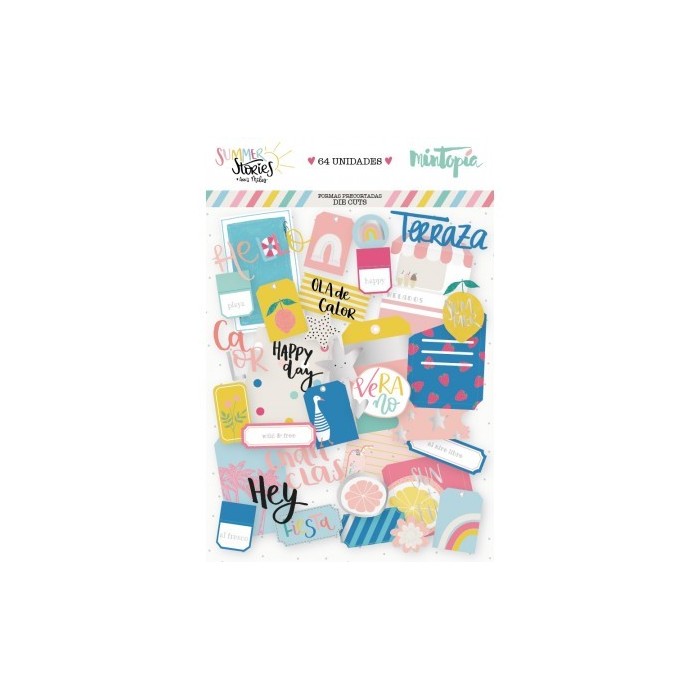 Summer Stories Mintopia Die cuts Tags y Bolsillos