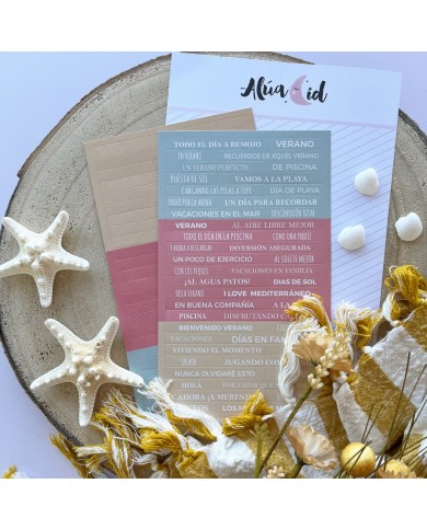 Set de pegatinas mensajes verano Playa o piscina