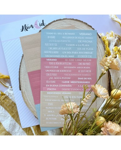 Set de pegatinas mensajes verano Playa o piscina