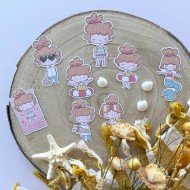 Set de recortables o die cuts ilustraciones Playa o piscina