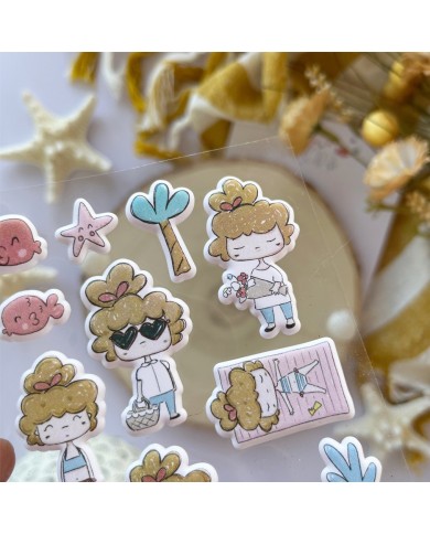 Set de pegatinas puffy Playa o piscina Aluacid