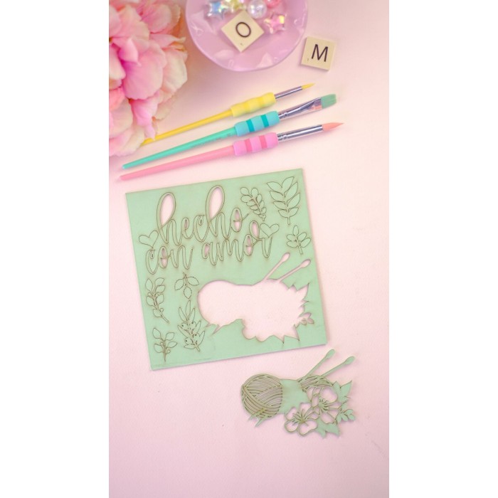 Chipboard Color Verde: Hecho con amor
