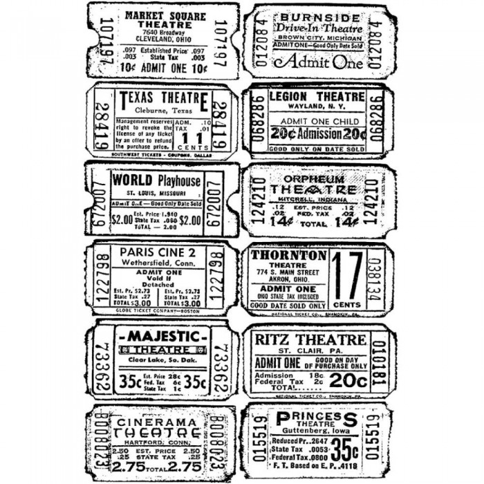 Tim Holtz Cling Stamp TICKETS 2.5"X3.5"