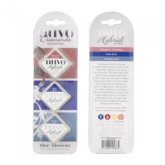 Nuvo Diamond Hybrid Ink Pads 3/Pkg Blue Blossom
