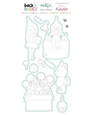 Sello y troquel coordinado Cumpleaños Back to Basics VVMT018021