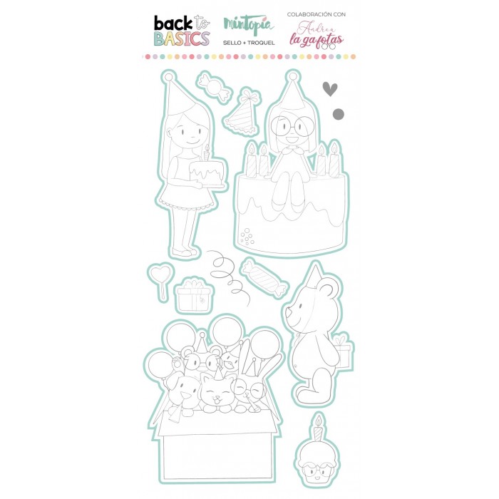 Sello y troquel coordinado Cumpleaños Back to Basics VVMT018021