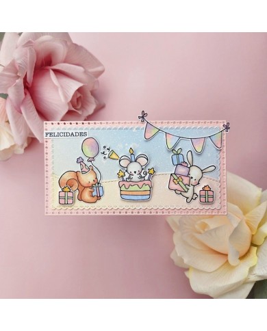 Sello y troquel coordinado Feliz Cumpleaños Back to Basics VVMT018024