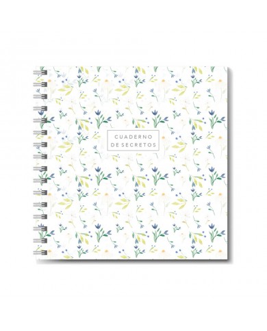 Cuaderno de espiral Flores azules y verdes