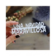 Palabra Una Navidad maravillosa en metacrilato blanco