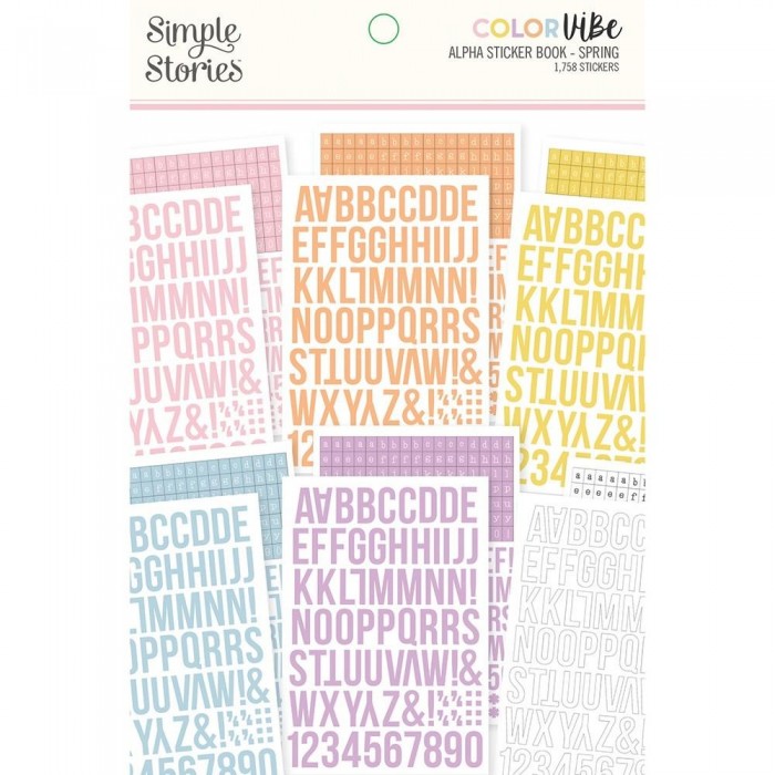 Simple Stories Color Vibe Alpha Sticker Book 12/Sheets Spring, 1758/Pkg