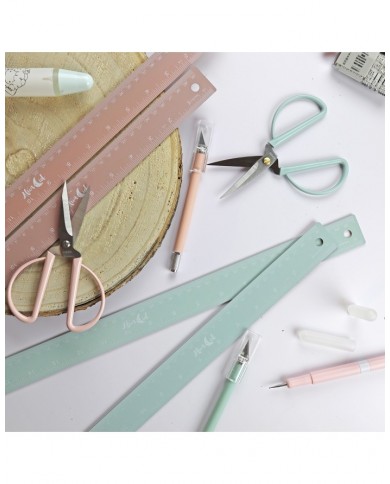 Regla metálica antideslizante color rosa 50cmts Aluacid