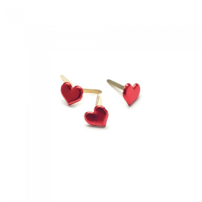 Brads de metal con diseño corazon rojo- Sujetadores de papel /50 unidades
