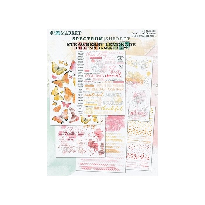 Rub-Ons o Transferibles 6"X8" 6/Hojas 49andmarket Strawberry Lemonade