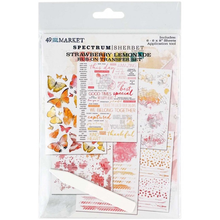 Rub-Ons o Transferibles 6"X8" 6/Hojas 49andmarket Strawberry Lemonade