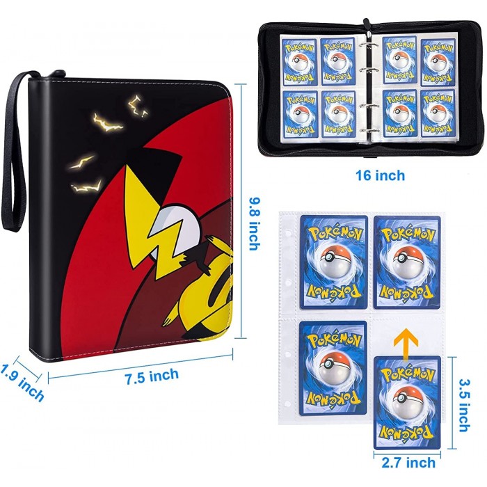Album pokemon con cierre + 60 fundas para hasta 480 cartas