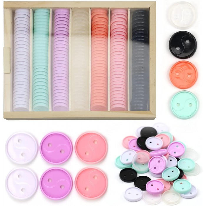 Caja con 224 discos de 7 diferentes colores