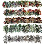 Stickers transparentes de flores, ramas, botanicas mariposas surtidas