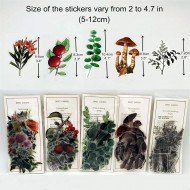 Stickers transparentes de flores, ramas, botanicas mariposas surtidas