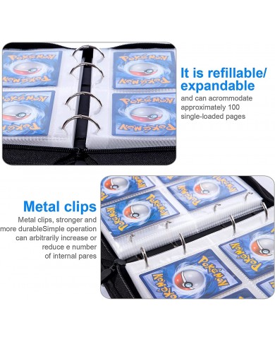 Album pokemon con cierre + 60 fundas para hasta 480 cartas