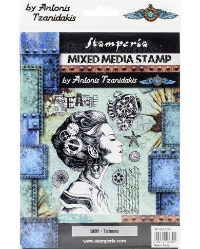 Sellos de Caucho Stamperia Lady 7 piezas WTKAT15