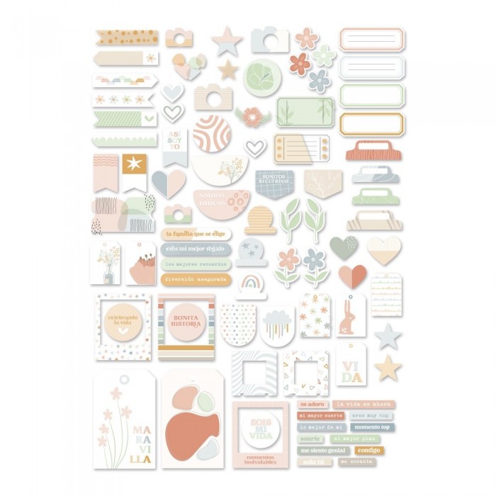 Recortables o Die cuts pastel Back to Basics de Mintopía