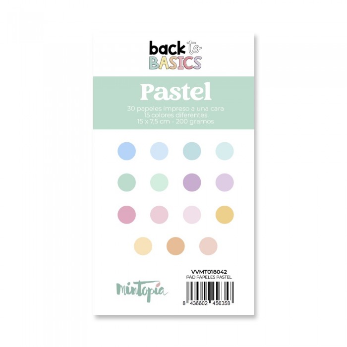 Pad papeles 15 x 7,5 cm Pastel Back To Basics de Mintopía VVMT018042