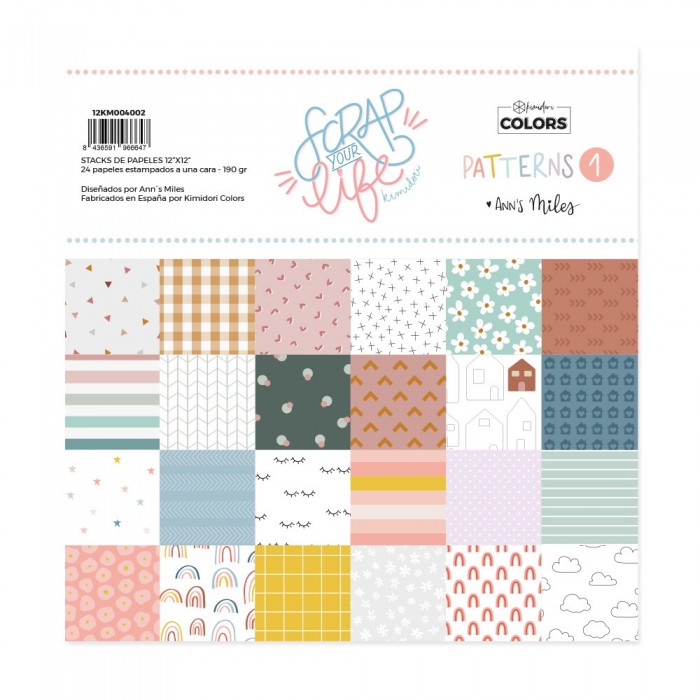 Bloc de Papeles Stack 30x30cmts Scrap Your Life Patterns 1