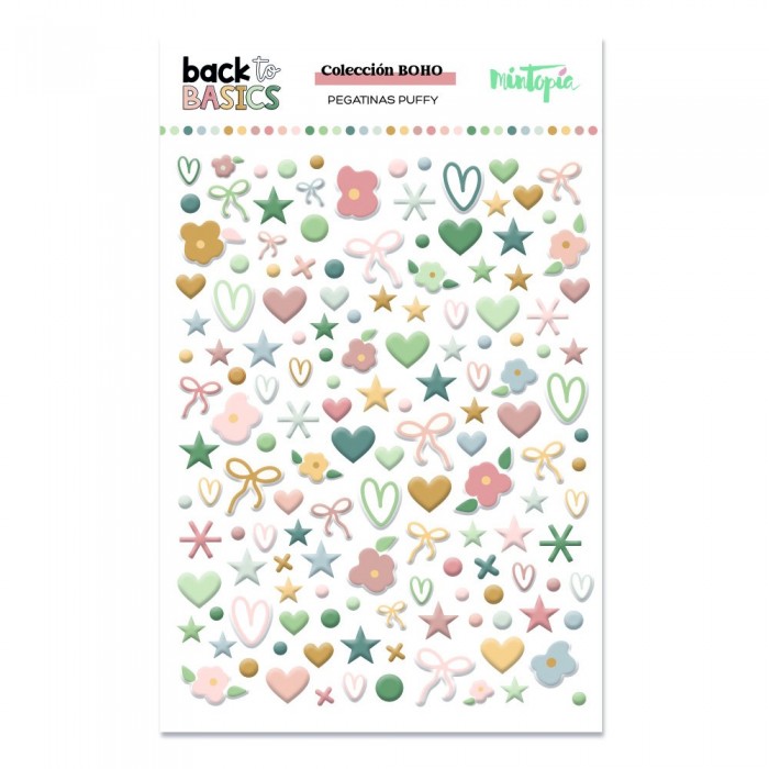 Pegatinas puffy boho Back to Basics de Mintopía